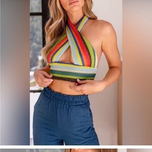 Crochet crisscross, backless, sexy top NWT